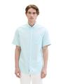 Chambray Kurzarmhemd XXXL Regular Fit - Turquoise White Structure