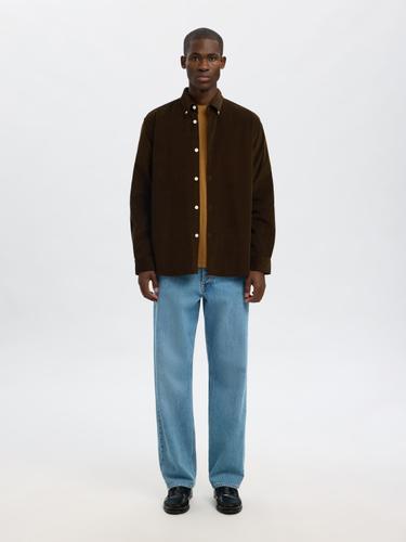 SLHREGDANNI CORD BD LS SHIRT NOOS M Normal geschnitten - Demitasse