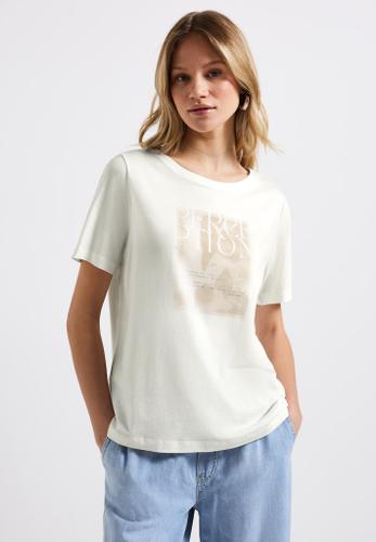 T-Shirt mit Frontprint Weiß 36