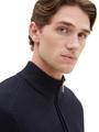 Strickpullover mit Troyer Kragen XL Regular Fit - Knitted Navy Melange