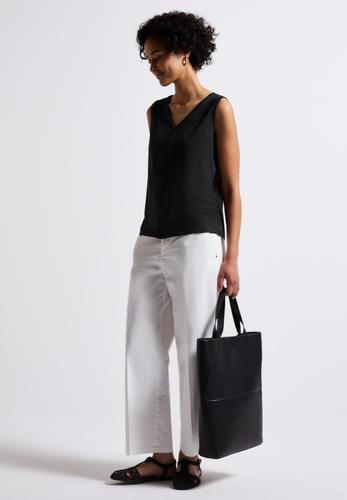 Jersey-Top mit Häkeldetails Schwarz 42