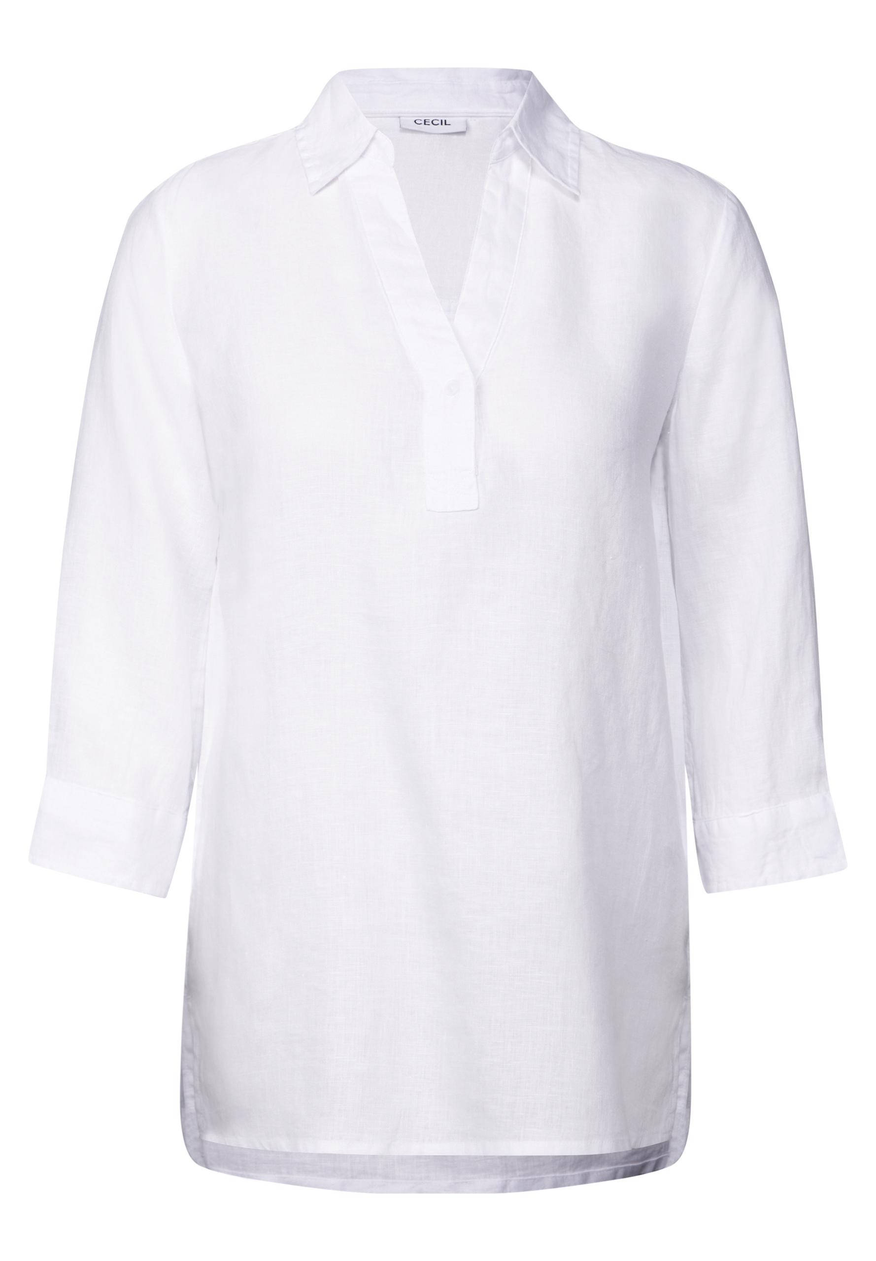 Leinen-Longbluse M - White
