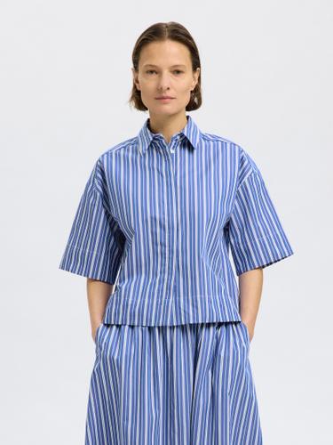 SLFFIA 2/4 CROPPED STRIPED SHIRT B 36 Verkürzt - Dazzling Blue