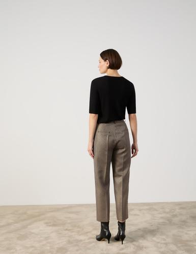 Gepflegte 7/8 Hose Straight Fit 36 Feminine Passform | Gerade geschnitten - Schwarz Gemustert