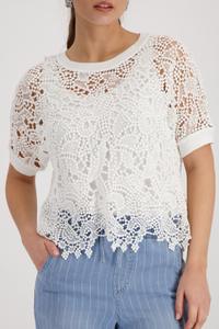 Pullover mit Spitzenmuster 42 - Cream