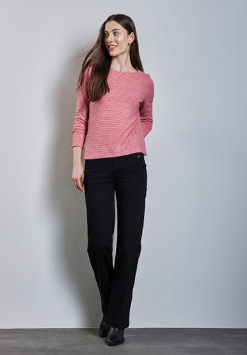 Strick-Look Strukturshirt Rosa 42