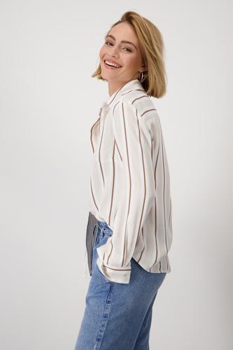 Satinbluse mit Streifen 38 - Creamy Beige Gemustert