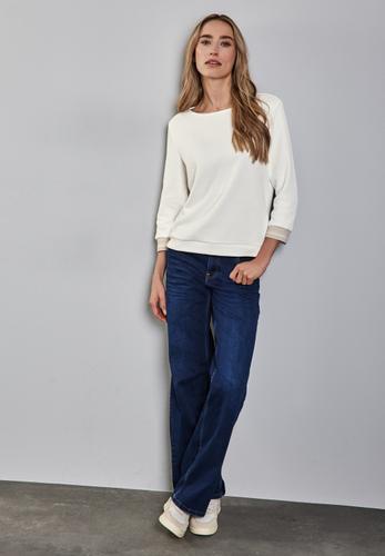 Shirt mit Streifen-Bündchen 38 - Off White
