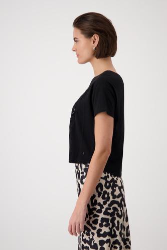 T-Shirt mit Pailletten 38 - Schwarz