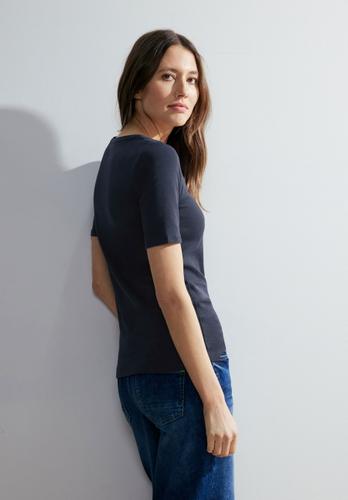 Cecil T-Shirt in Unifarbe - Dunkelblau / L