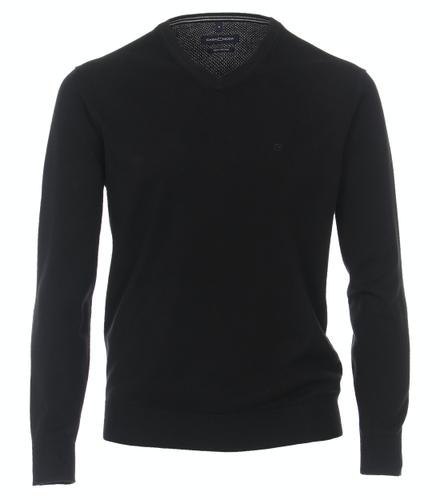 Pullover mit V-Ausschnitt uni 004430 XL Basic Knitwear - Schwarz