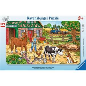 Ravensburger Puzzle - Rahmenpuzzle - Glückliches Bauernhofleben, 15 Teile
