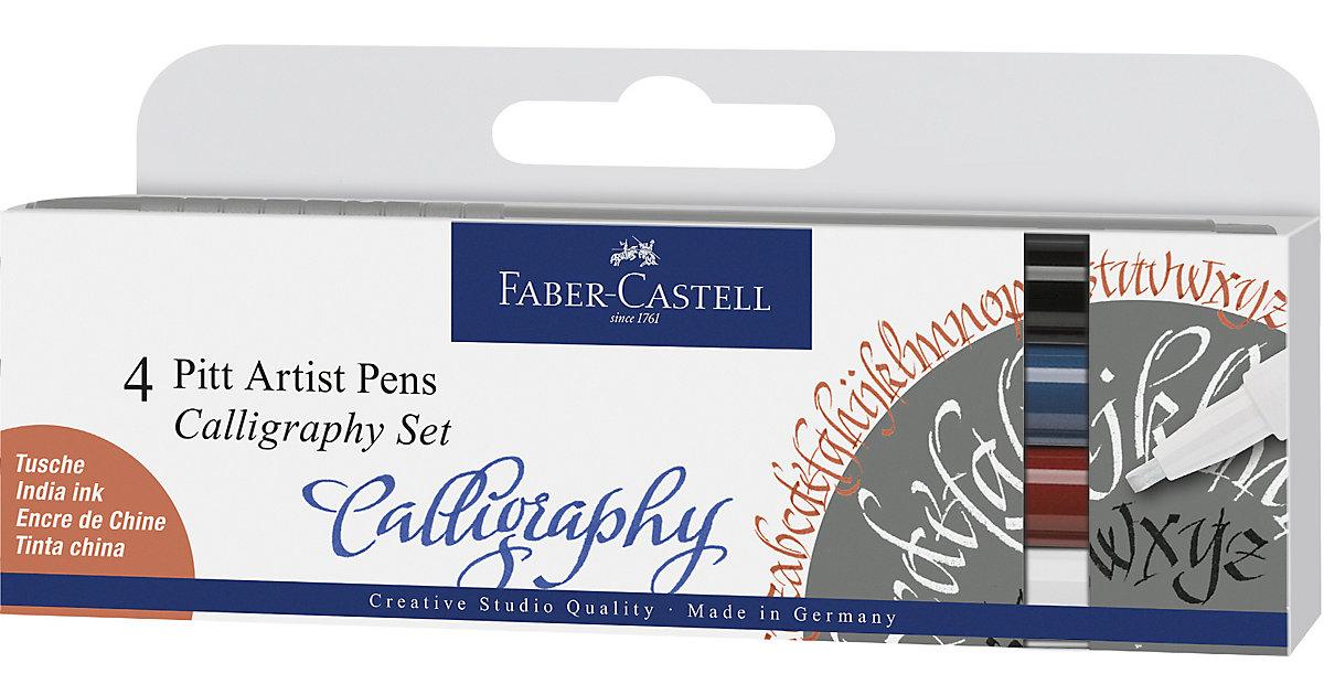 Tuschestift Pitt Artist Pen, Calligraphy, sortiert, 4er Etui Essential Füller schwarz/weiß