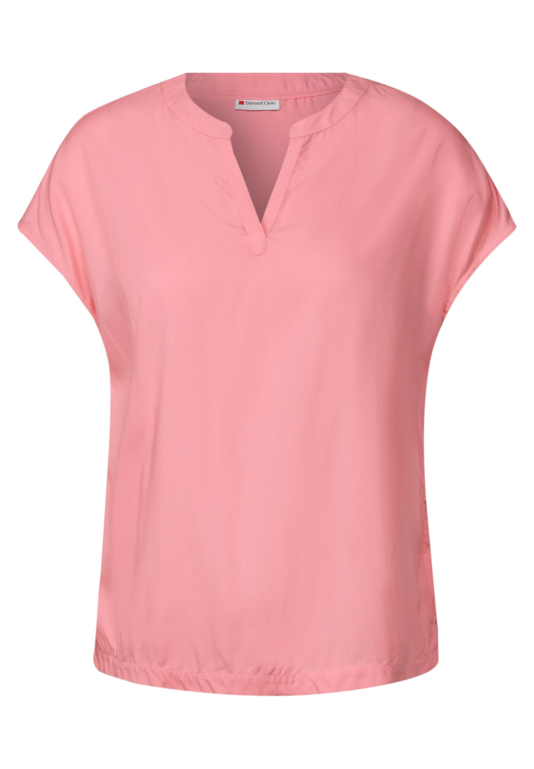 Split Neck Bluse in Unifarbe 36 - Blush Peach