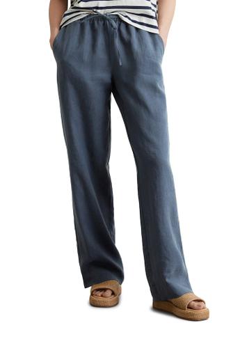 Leinen-Joggpants straight 46 Straight - Muted Blue