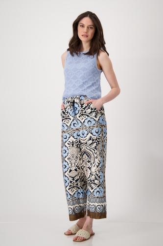Wide-Leg-Hose mit Ornamentmuster 38 - Schwarz Gemustert