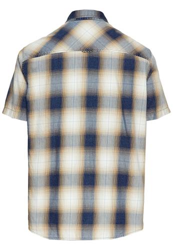 Kurzarmhemd mit Karomuster Blau XXL