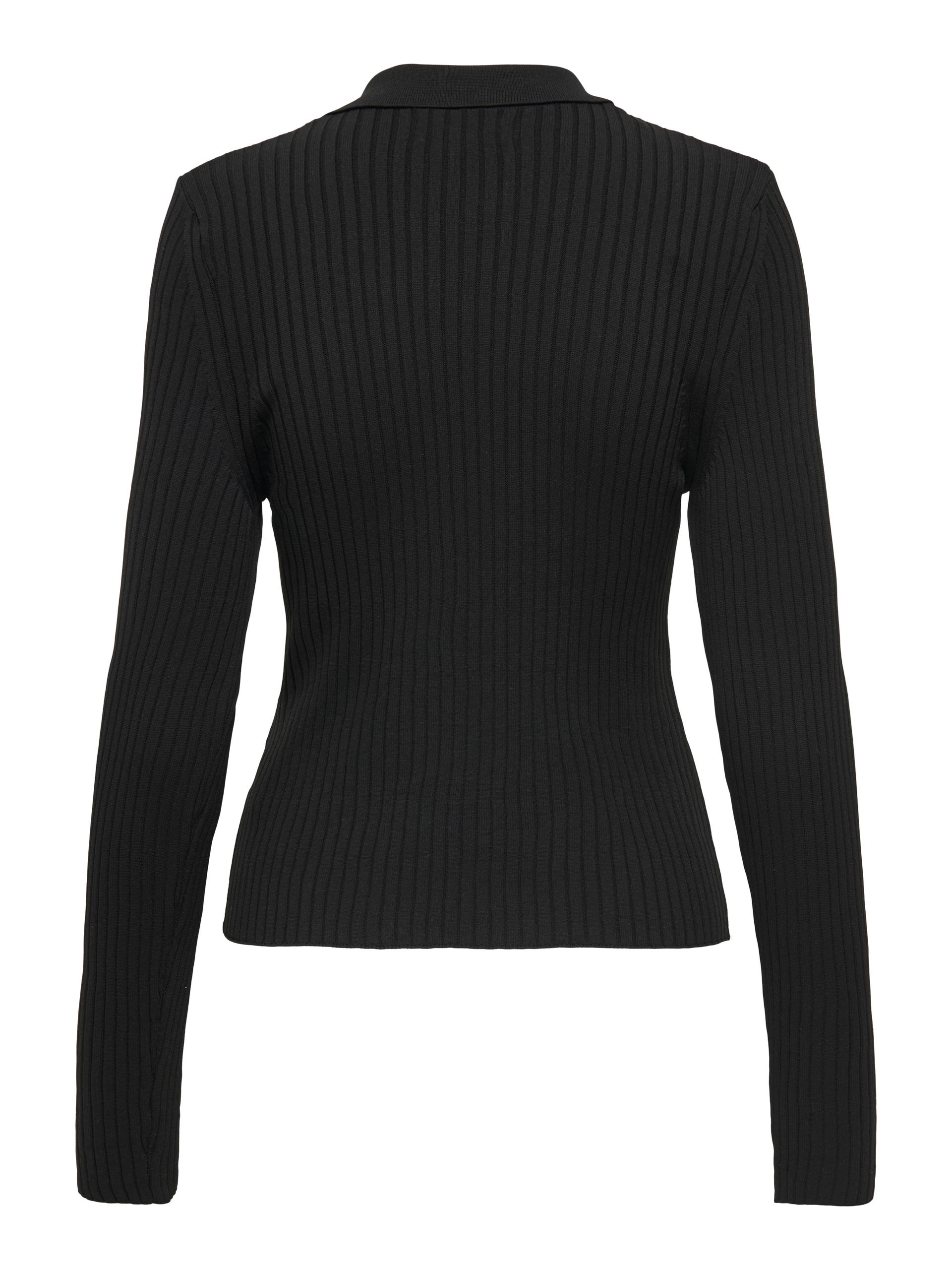 ONLELISA L/S RIB POLO RP KNT M Normal geschnitten - Black