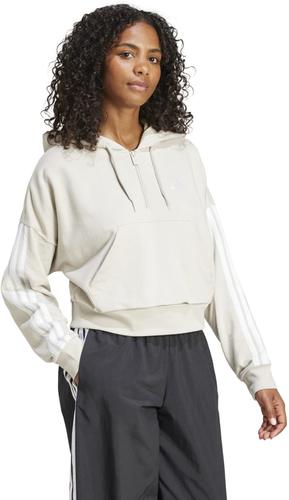 ADIDAS Damen Kapuzensweat Essentials 3-Streifen French Terry Quarter-Zip S in Grau