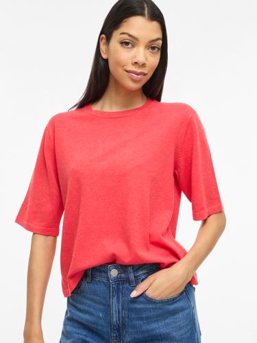 VIMALU O-NECK 2/4 KNIT TOP-NOOS XS Locker geschnitten - Hibiscus