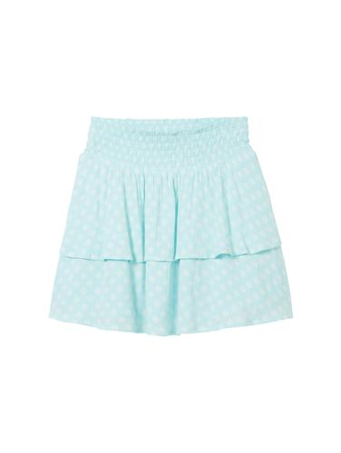 Volant-Minirock mit LENZING™ ECOVERO™ 176 A-Linie - Aqua Mini Geo Print