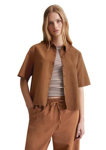Kurzarm-Bluse relaxed XL Relaxed Fit - Melted Chocolate