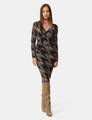 Jerseykleid mit Wickel-Effekt 38 Figurbetont - Wood Gemustert