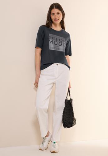 Softes Shirt mit Folienprint L - Volcanic Grey