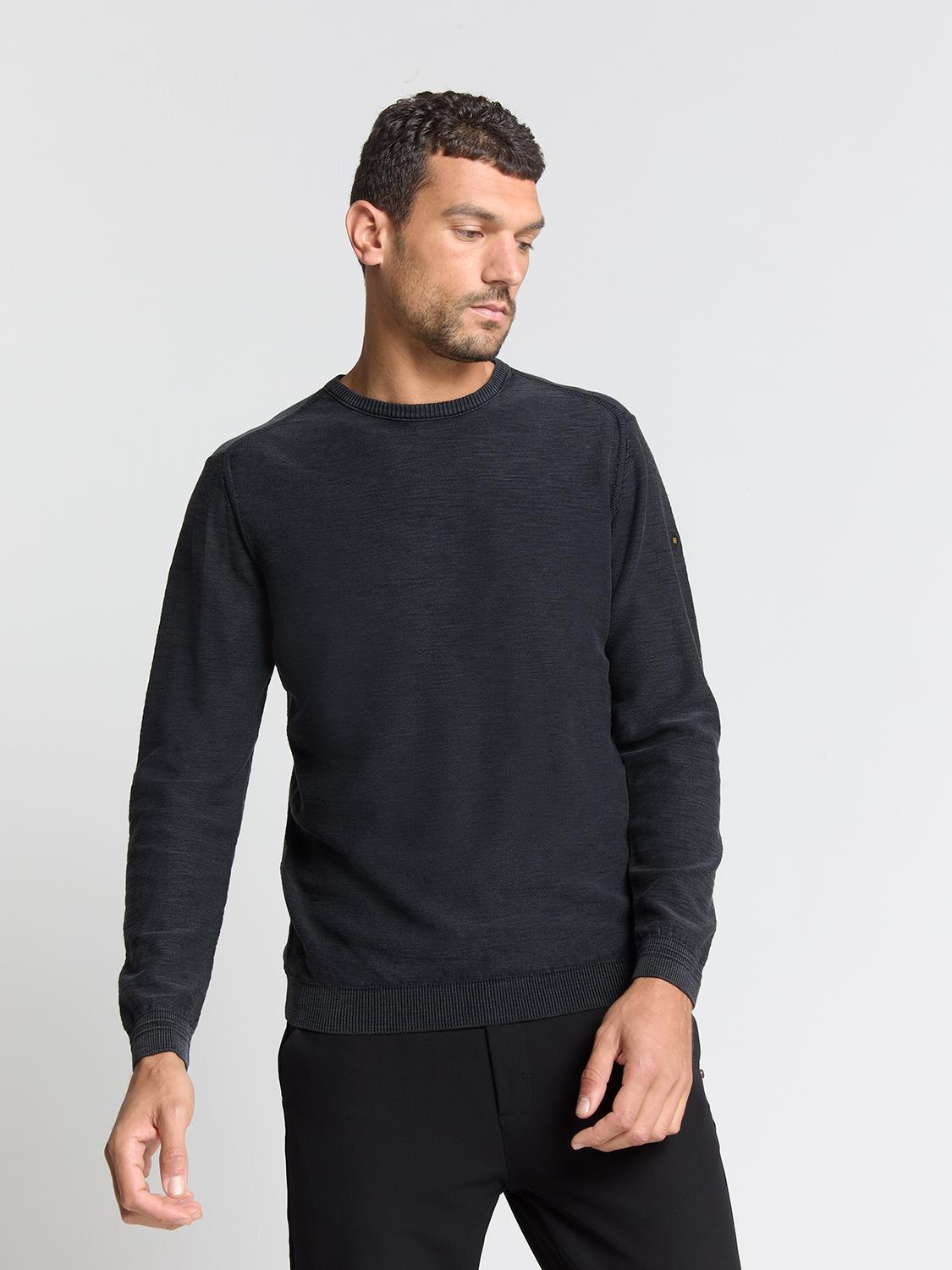 Pullover Crewneck Garment Dyed + Stone Washed M Regular Fit - Black