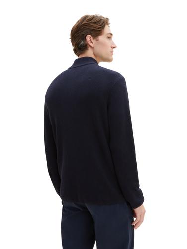 Strickpullover mit Troyer Kragen XL Regular Fit - Knitted Navy Melange