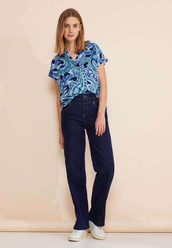 Print Blusenshirt 38 - Intense Aqua