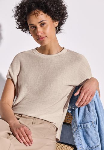 Shirt mit Streifenstruktur 36 - Moonstone Sand