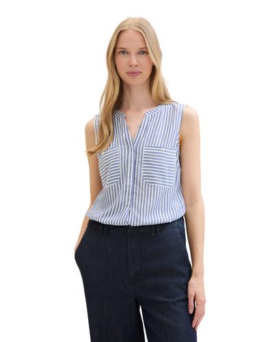 Gestreifte ärmellose Bluse 36 Regular Fit - Royal Blue White Stripe