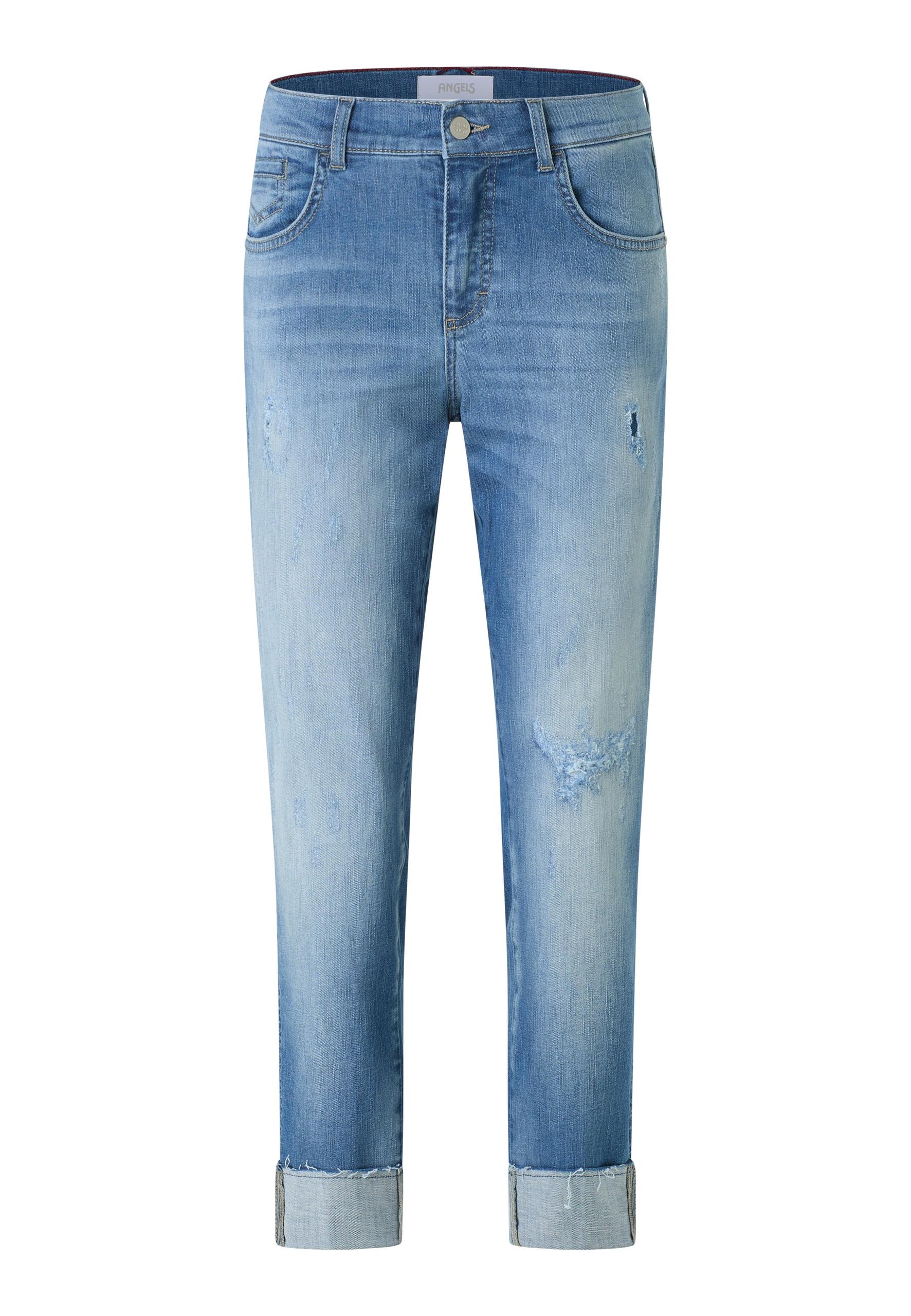3508143-3488 DARLEEN CROP TU FRINGE 36/30 7/8 STRAIGHT FIT - Light Blue Used Destroyed