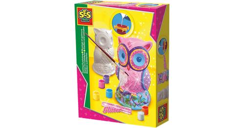 SES Creative - Gipsfigur Eule mit Glitzer