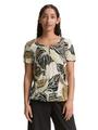 Crinkle T-Shirt mit Muster XXL Regular Fit - Neutral Cut Leaves Design