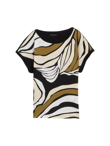 T-Shirt mit Muster M Regular Fit - Deep Black