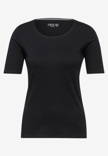 Basic T-Shirt mit Rundhals in Unifarbe M - Black
