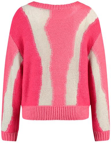 Pullover mit Farbmuster 44 Lässige Passform - Cherry Red Gemustert