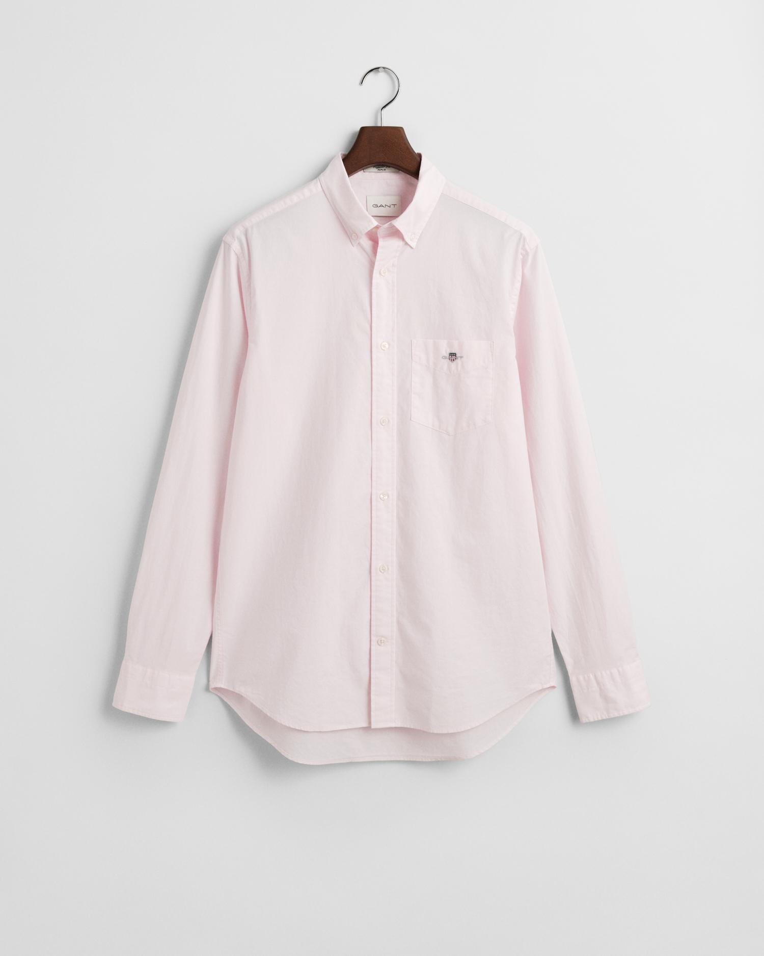 Regular Fit Classic Popeline Hemd M - Light Pink