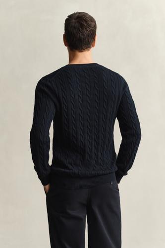 Zopfstrick Rundhalspullover aus Baumwolle XXXL - Evening Blue