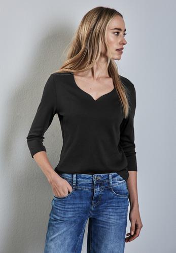 Shirt mit Herzausschnitt 36 - Black
