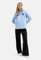Blouse w collar + placket, 1/1 sleeves w cuffs, body w Appli Blau 34