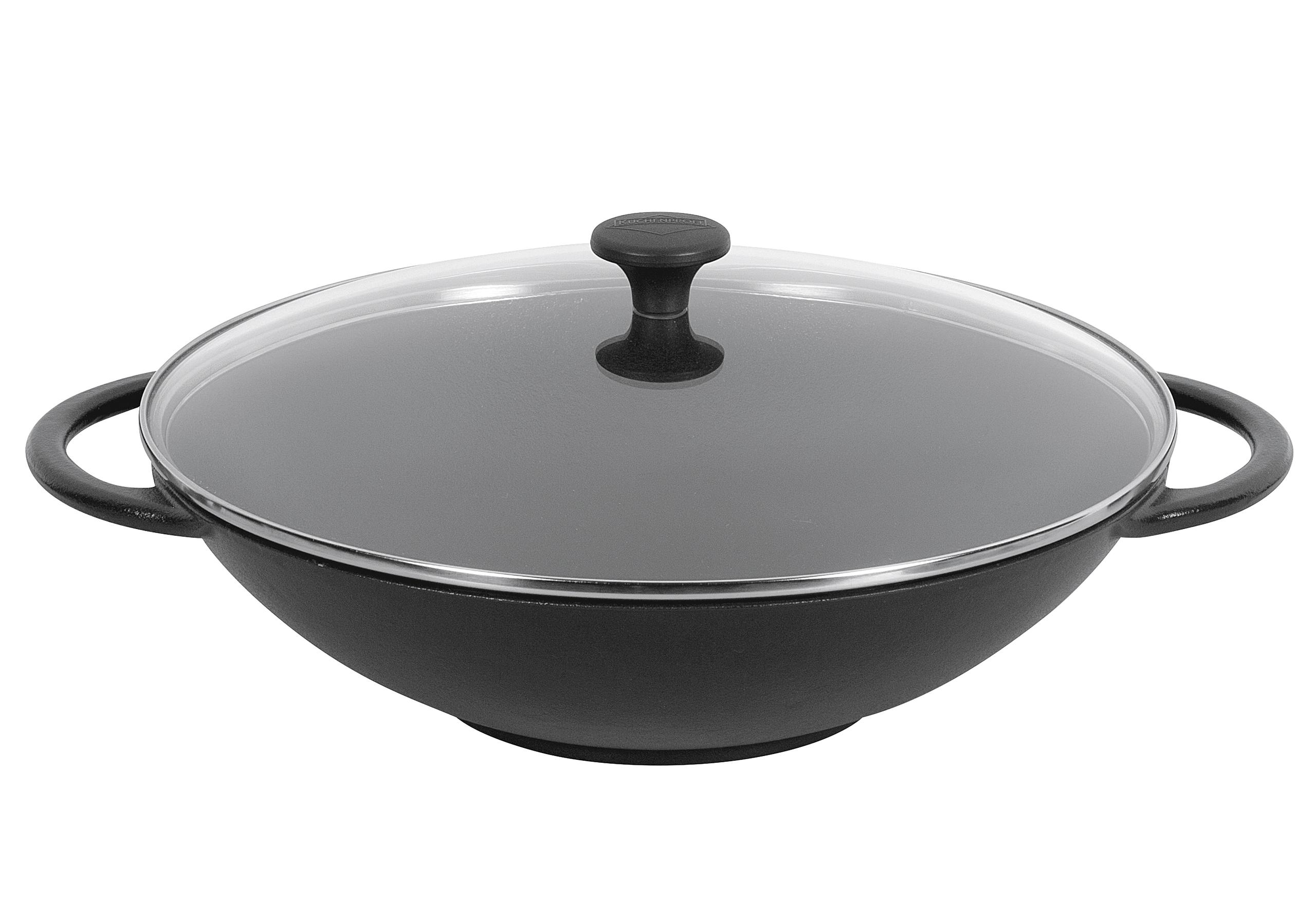 Wokpfanne Provence Gusseisen mit Glasdeckel Ø36cm schwarz