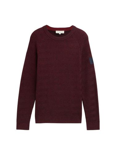 Basic Strickpullover mit Rundhalsausschnitt XXL Regular Fit - Burgundy Red Navy Multicolor