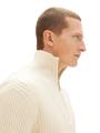 Troyer Strickpullover mit recyceltem Polyester XL Regular Fit - Vintage Beige