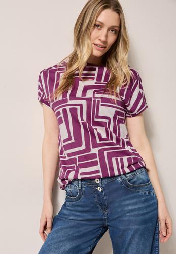 Print-Shirt mit Knopfdetail L - Anemone Pink