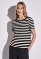 Strick-Look Streifenshirt Schwarz 38