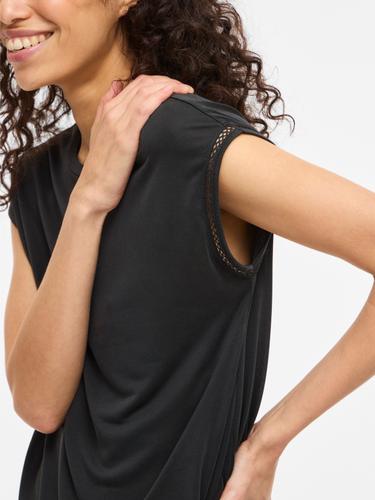 VIMODALA C/S O-NECK DETAIL TOP - NOOS S Normal geschnitten - Black
