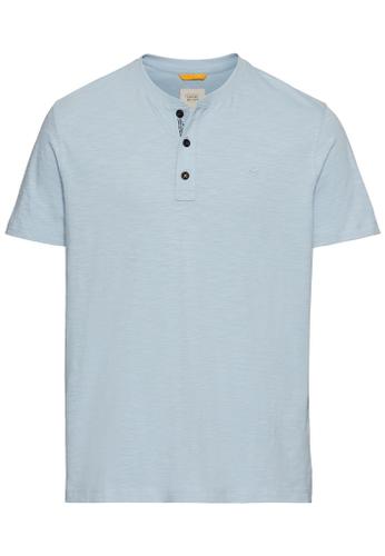 Kurzarm Henley aus Organic Cotton Blau XL